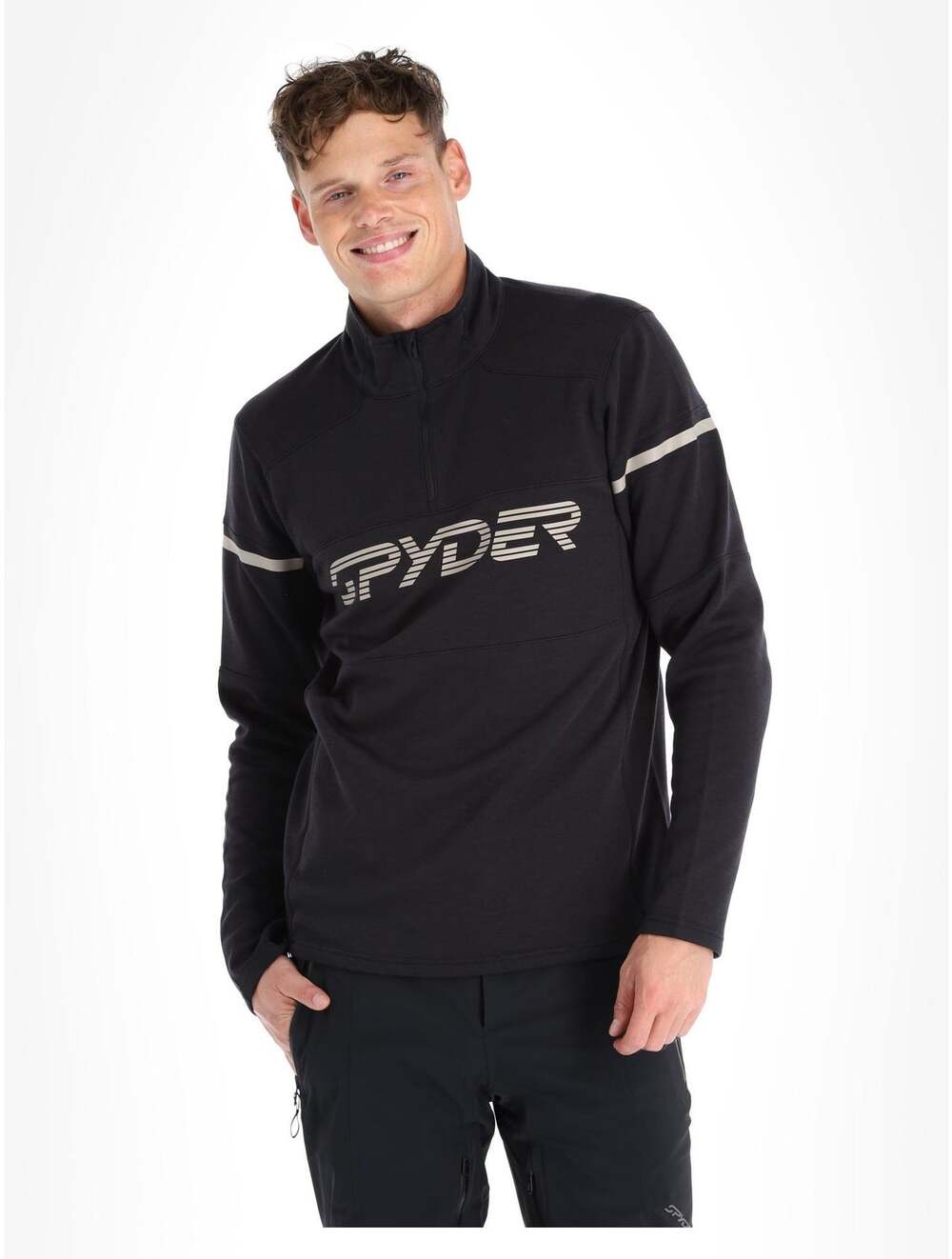 Spyder Men's M Black Speed Fleece Performance Pullover 1/2 Zip Sweatshirt M36-6
